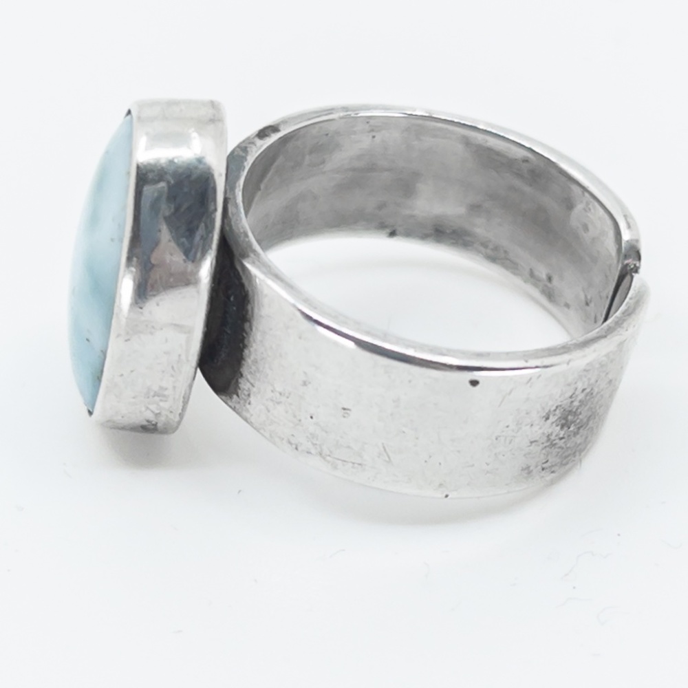 Sterling Silver Larimar Stone Size 6 Ring - Picture 2 of 3